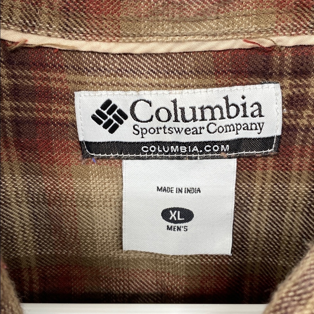 Columbia Men's Flannel Plaid Shirt in Brown and Tan XL - Picture 8 of 9